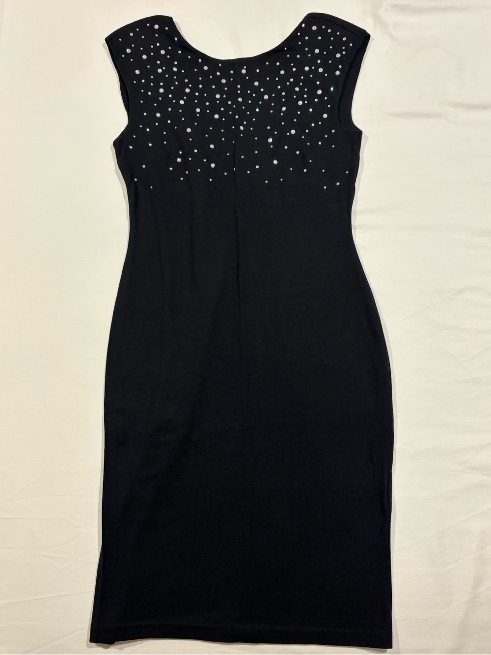 H&M Black Sleeveless Dress withLight Shoulder Padding and Crystal Embellishments